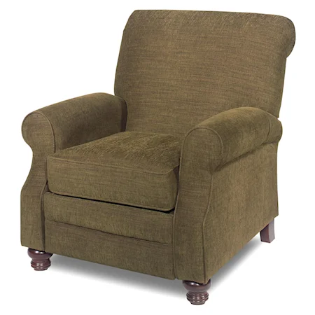 Traditional High Leg Recliner with Sock Arms